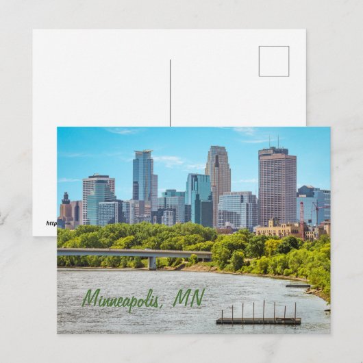 Minneapolis, MN Skyline Postkarte (Vorne/Hinten)
