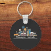 Minneapolis, MN Skyline-Schlüsselanhänger Schlüsselanhänger (Vorderseite)