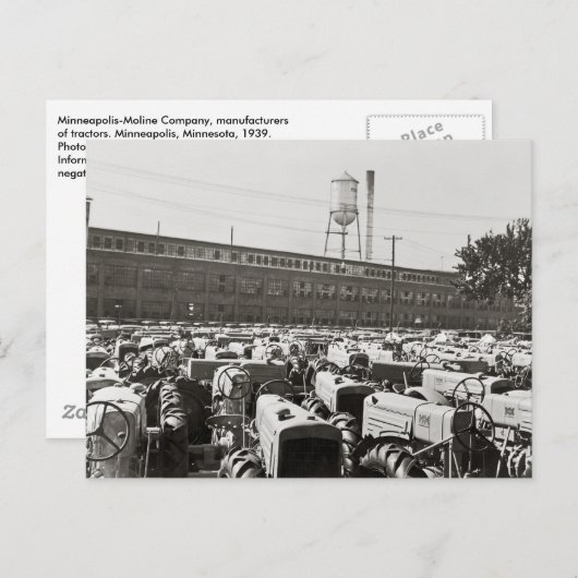 Minneapolis-Moline-Traktoren: 1939 Postkarte (Vorne/Hinten)