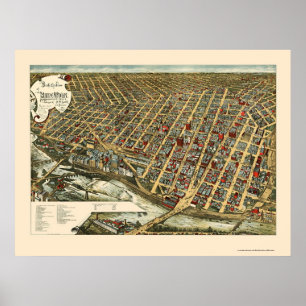 Minneapolis, panoramische Karte Mangans - 1891 Poster