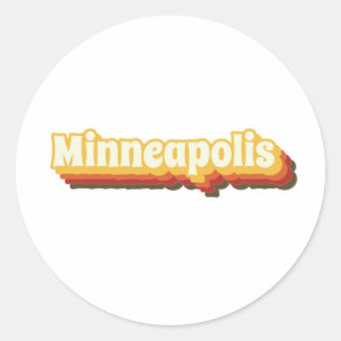 Minneapolis Retro Vintage Text Runder Aufkleber