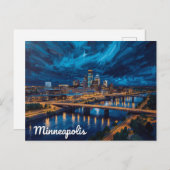 Minneapolis Riverfront City Art Postkarte (Vorne/Hinten)