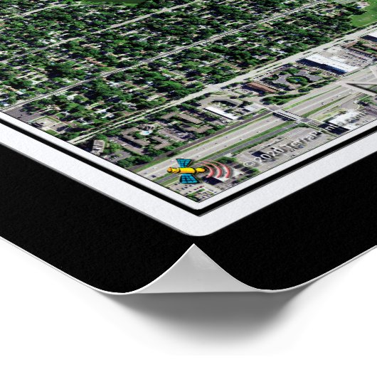 Minneapolis-Saint Paul Intl Airport Satellite Kart Poster (Ecke)