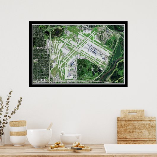 Minneapolis-Saint Paul Intl Airport Satellite Kart Poster (Küche)