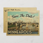 Minneapolis Save the Date Vintage Postkarten (Vorne/Hinten)