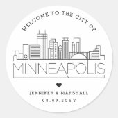 Minneapolis Skyline | Begrüßungsnachricht Runder Aufkleber (Vorderseite)