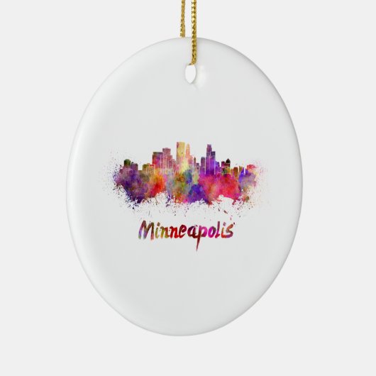Minneapolis skyline im Watercolor Keramik Ornament (Rechts)