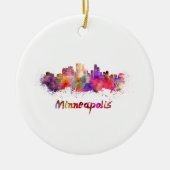 Minneapolis skyline im Watercolor Keramik Ornament (Vorne)