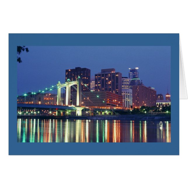 Minneapolis Skyline in der Nacht (Vorderseite (Horizontal))