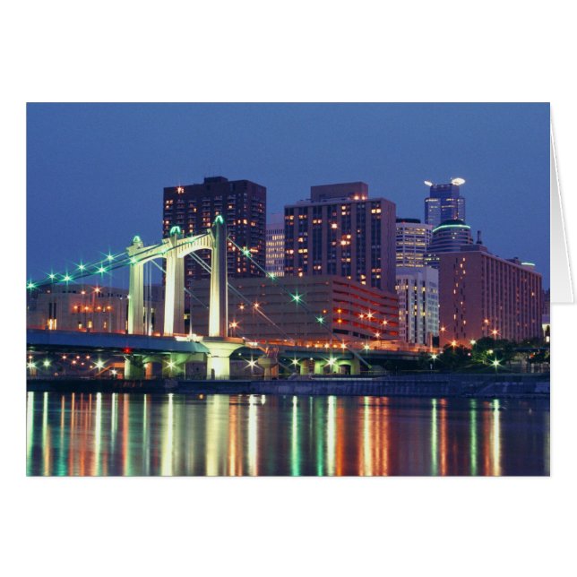 Minneapolis Skyline in der Nacht (Vorderseite (Horizontal))