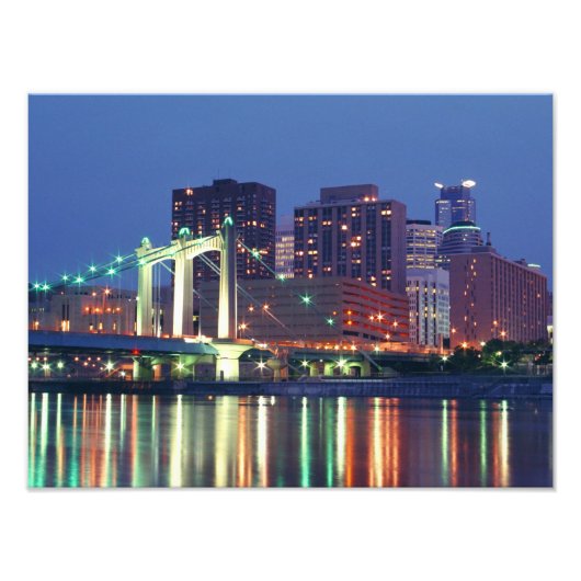 Minneapolis Skyline in der Nacht Fotodruck (Vorne)
