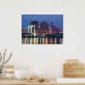 Minneapolis Skyline in der Nacht Poster (Küche)