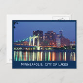 Minneapolis Skyline in der Nacht Postkarte (Vorne/Hinten)