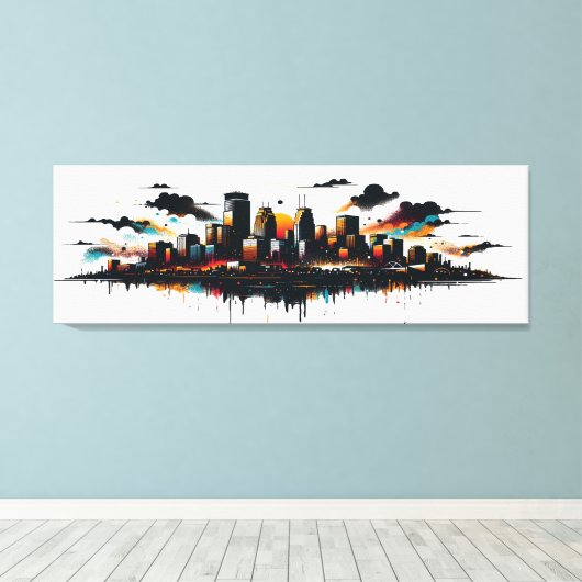 Minneapolis Skyline Leinwand Art (Insitu (Holzboden))