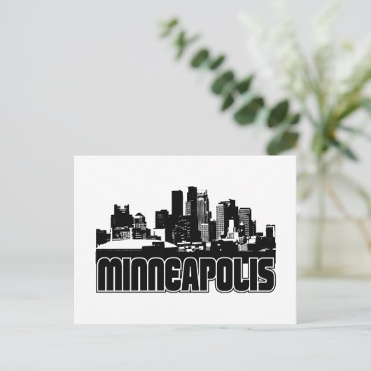 Minneapolis Skyline Postkarte (Stehend Vorderseite)