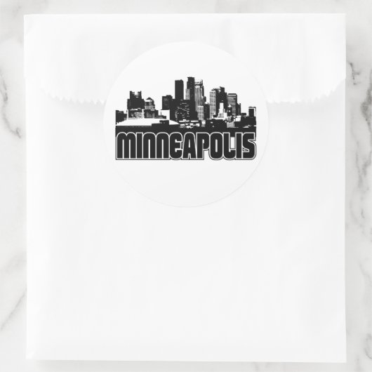 Minneapolis Skyline Runder Aufkleber (Tasche)