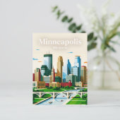 Minneapolis Skyline USA Postkarte (Stehend Vorderseite)