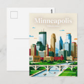 Minneapolis Skyline USA Postkarte (Vorne/Hinten)