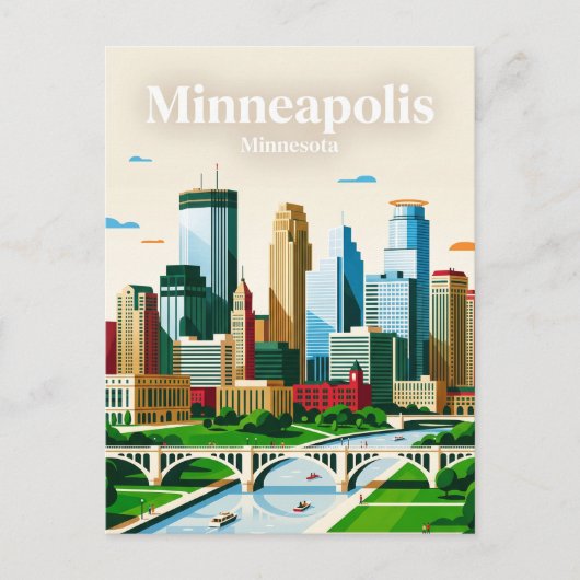 Minneapolis Skyline USA Postkarte (Vorderseite)