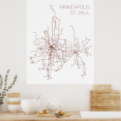 Minneapolis-St. Paul Transit Routes (Print) Poster (Küche)