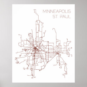 Minneapolis-St. Paul Transit Routes (Print) Poster