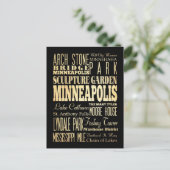 Minneapolis Stadt Minnesota Staat Typografie Postkarte (Stehend Vorderseite)