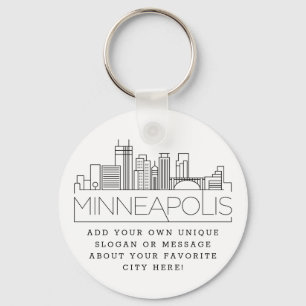 Minneapolis Stylistische Skyline  Benutzerdefinier Schlüsselanhänger
