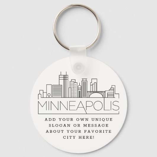 Minneapolis Stylized Skyline | Benutzerdefinierter Schlüsselanhänger (Vorderseite)