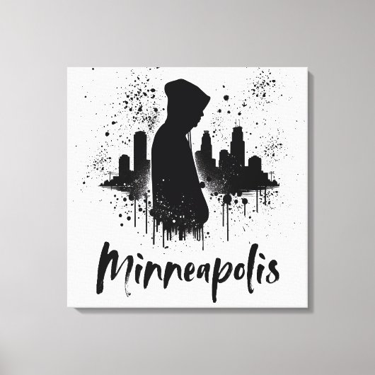 Minneapolis Tintenpatrone Skyline Leinwand Art (Vorderseite)