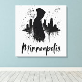 Minneapolis Tintenpatrone Skyline Leinwand Art (Insitu (Holzboden))
