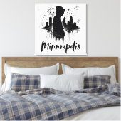 Minneapolis Tintenpatrone Skyline Leinwand Art (Insitu (Schlafzimmer))