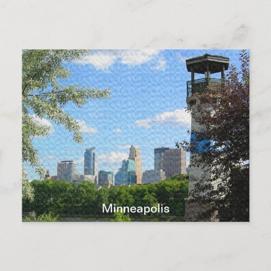 Minneapolis und Boom Island Leuchtturm Postkarte (Vorderseite)