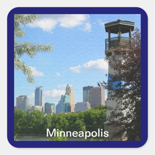 Minneapolis und Boom Island Leuchtturm Quadratischer Aufkleber (Vorderseite)