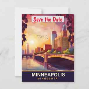 Minneapolis, Wasserbrücke, Reisepostkarte Save The Date