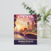 Minneapolis, Wasserbrücke, Reisepostkarte Save The Date (Stehend Vorderseite)
