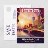Minneapolis, Wasserbrücke, Reisepostkarte Save The Date (Vorne/Hinten)