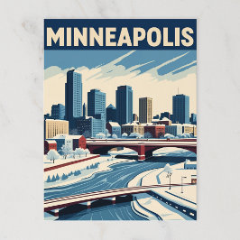Minneapolis Winter City Postkarte