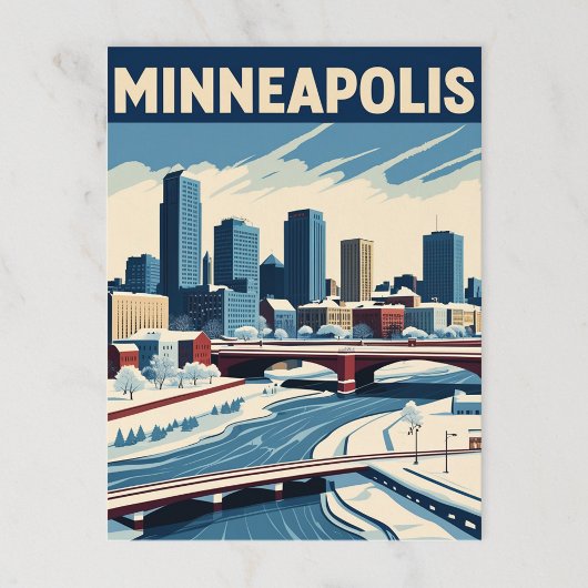 Minneapolis Winter City Postkarte