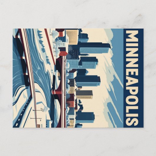 Minneapolis Winter City Postkarte (Vorderseite)