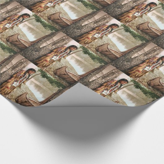 Minnehaha 1897 Indianeramerikaner Hiawatha Vintag Geschenkpapier (Ecke)