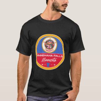 Minnehaha Falls Minnesota Mn State Flag Abzeichen T-Shirt