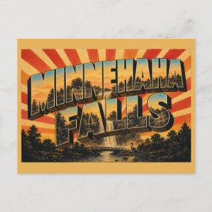 Minnehaha Falls MN Vintage Reise Kunst Postkarte
