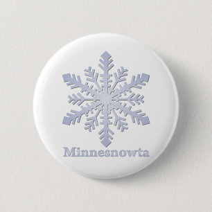 Minnesnowta Blue Snowflake Button