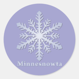 Minnesnowta Blue Snowflake Runder Aufkleber