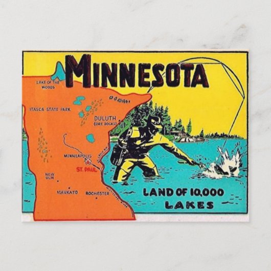 Minnesota 10.000-Seen Postkarte (Vorderseite)
