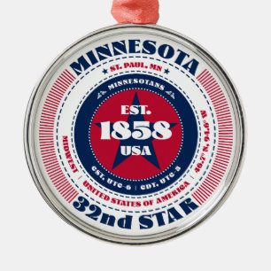 Minnesota 32. Weihnachtsstaatsschmuck Ornament Aus Metall