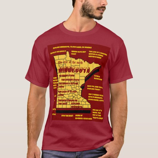 Minnesota 3D-Kartendesign T-Shirt (Vorderseite)