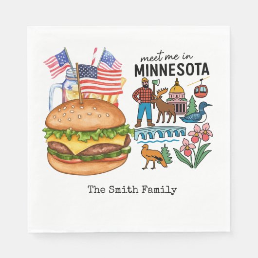 Minnesota 4. Juli Unabhängigkeitstag Party Serviette (Vorderseite)