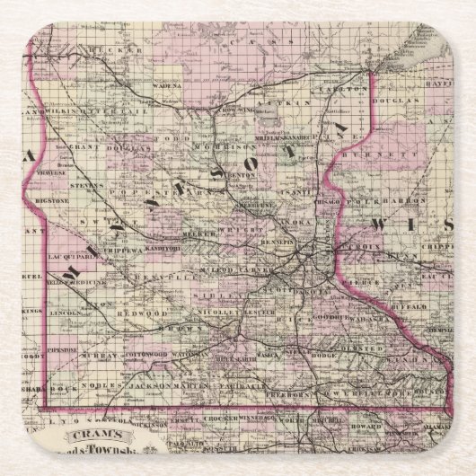 Minnesota 9 rechteckiger pappuntersetzer (Vorderseite)