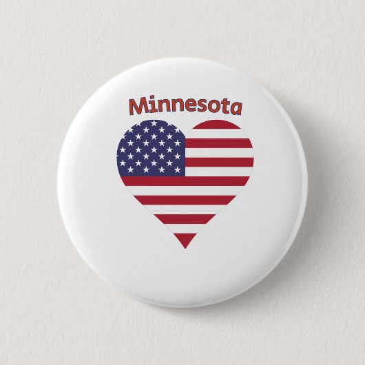 Minnesota American Flag Herz Button (Vorderseite)